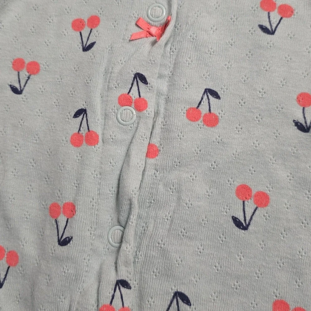 Child of Mine by Carters Baby Girls Blue Cherry Pointelle Footed Sleeper 3-6M